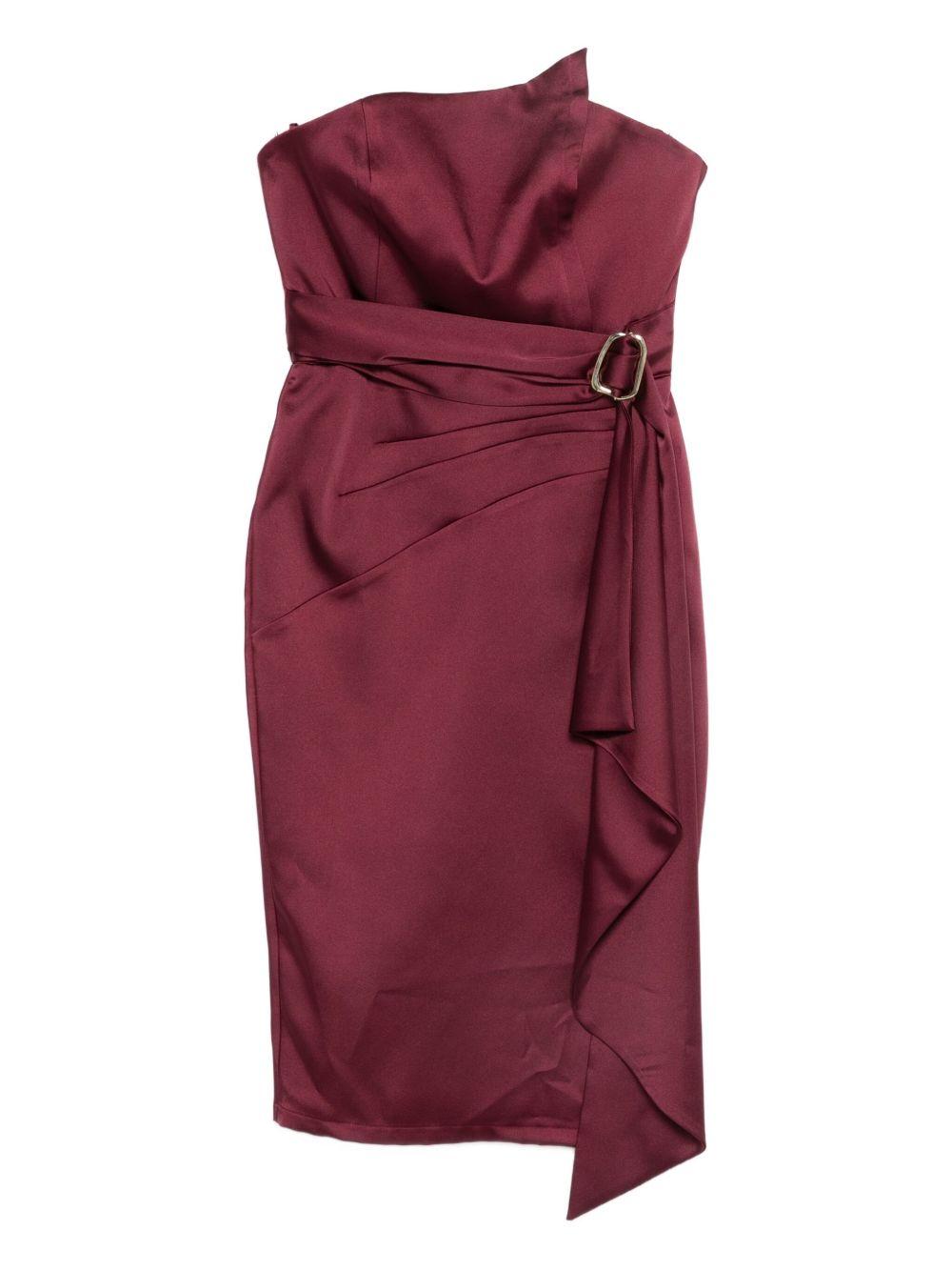 Abito Midi Senza Spalline con Cintura E00757 BORDEAUX BABYLON EUREKA 