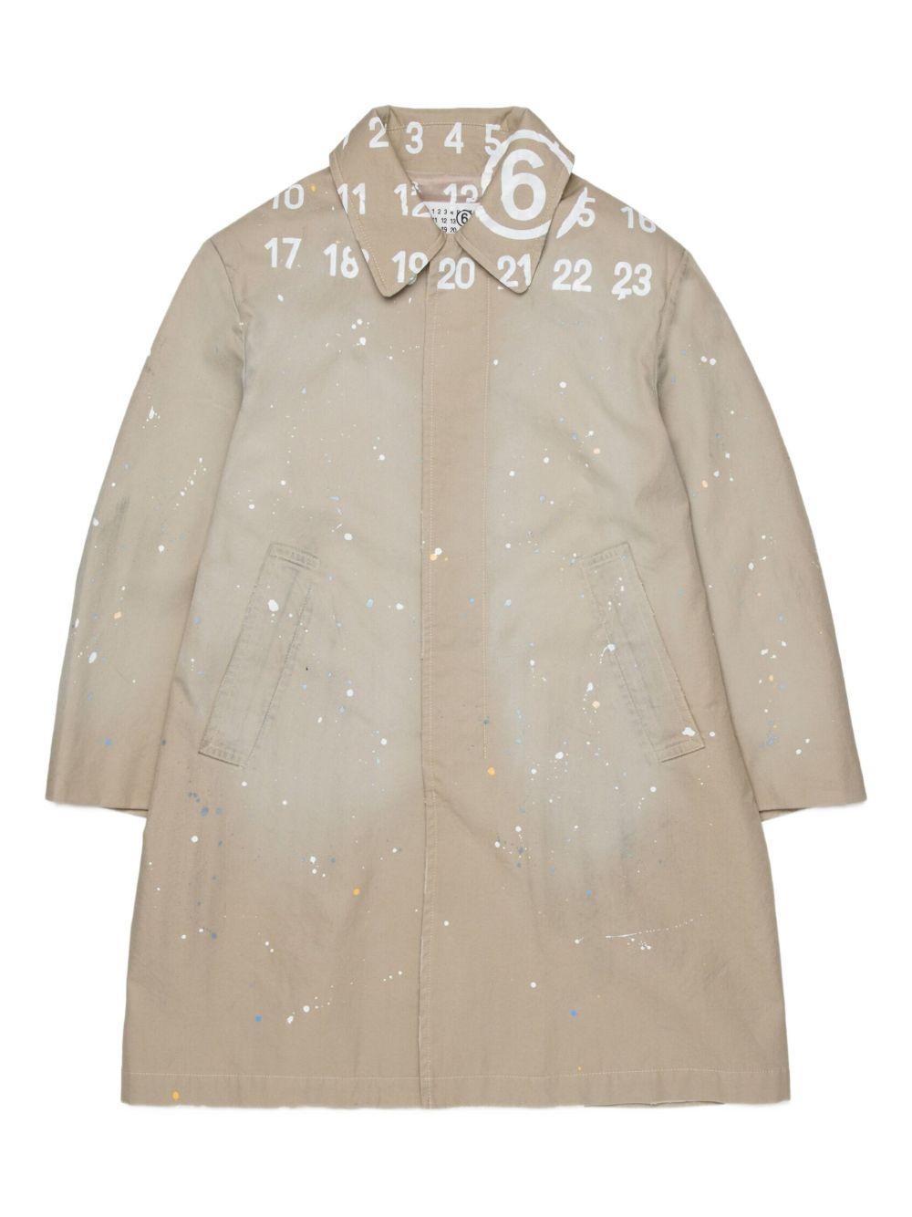 Trench in cotone con effetto paint splatter M60928MM07B M6709 MM6 MAISON MARGIELA KIDS 