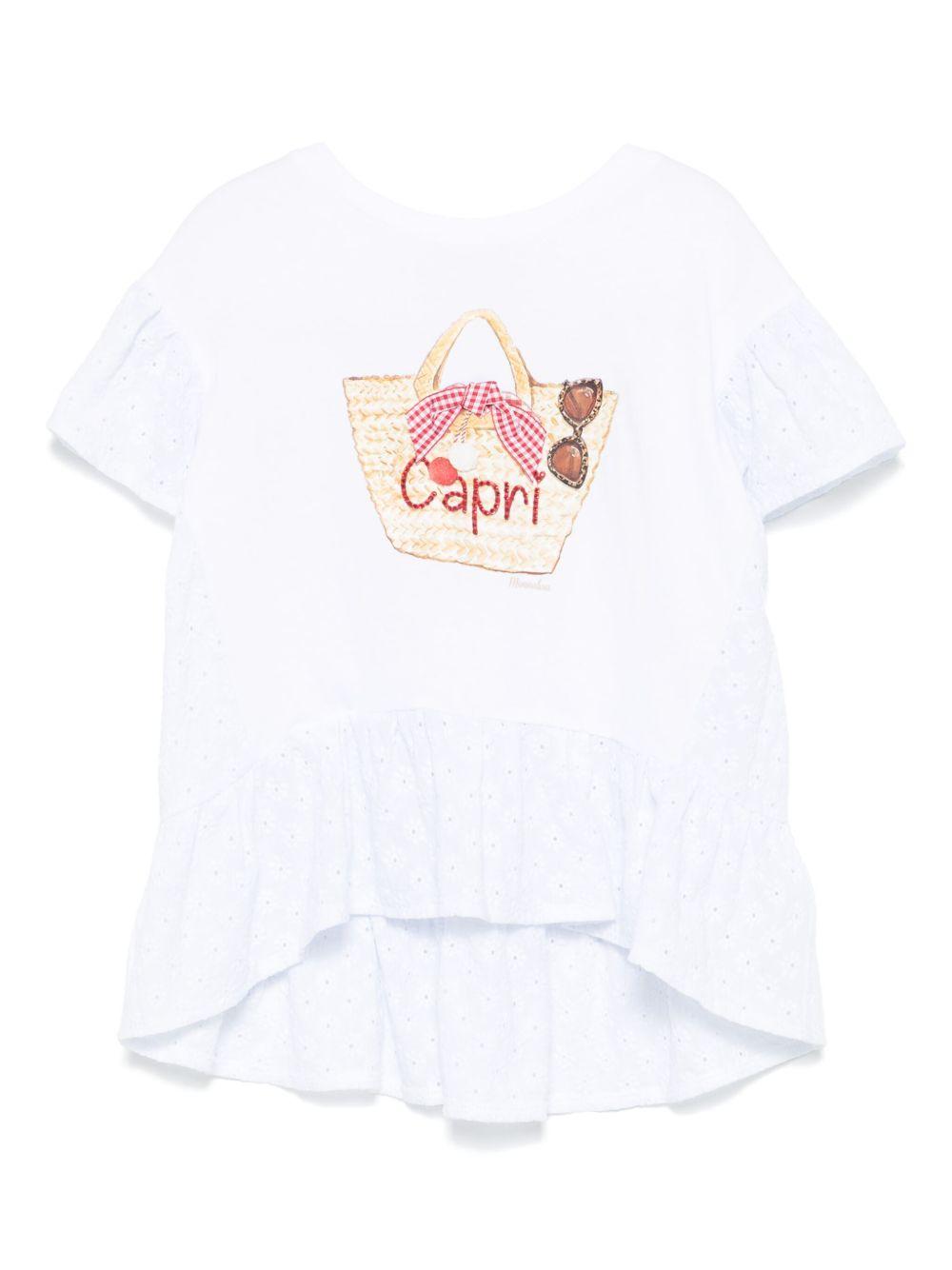 T-shirt bianca stampa borsa Capri