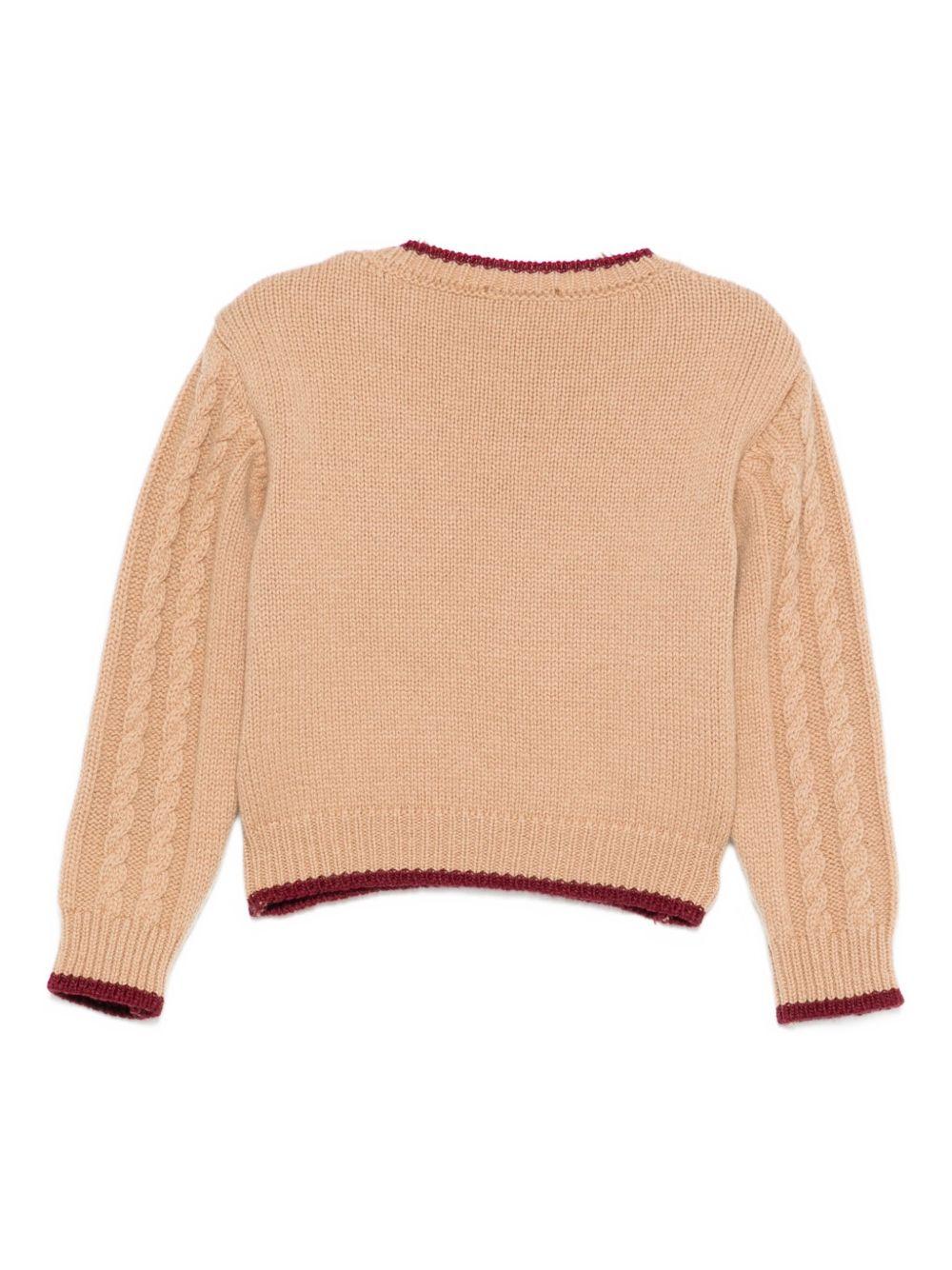 Maglione marrone in lana merino intrecciata EGMA044FL230 D765 ELISABETTA FRANCHI KIDS 