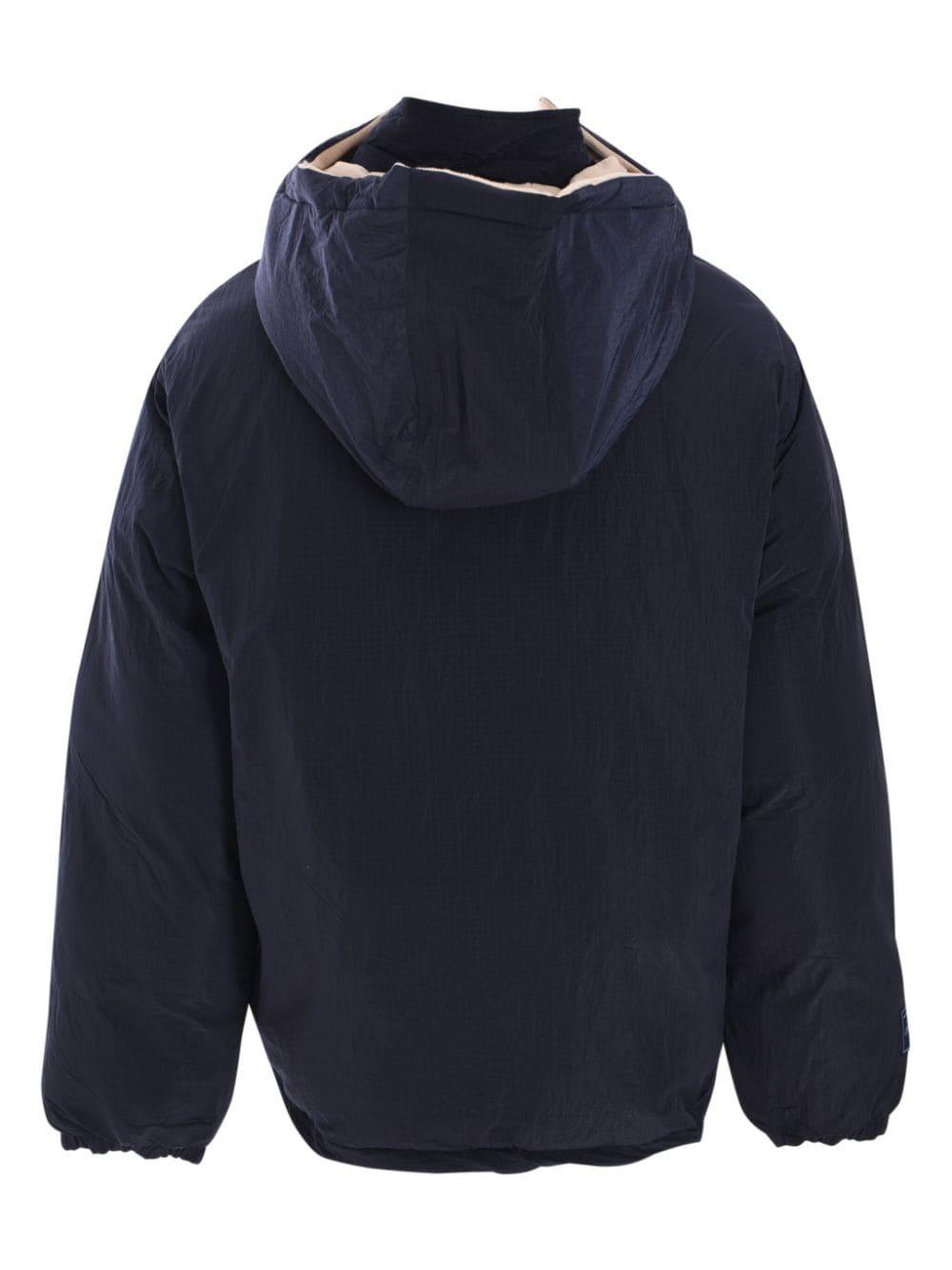 Bomber imbottito reversibile logo petto beige/blu