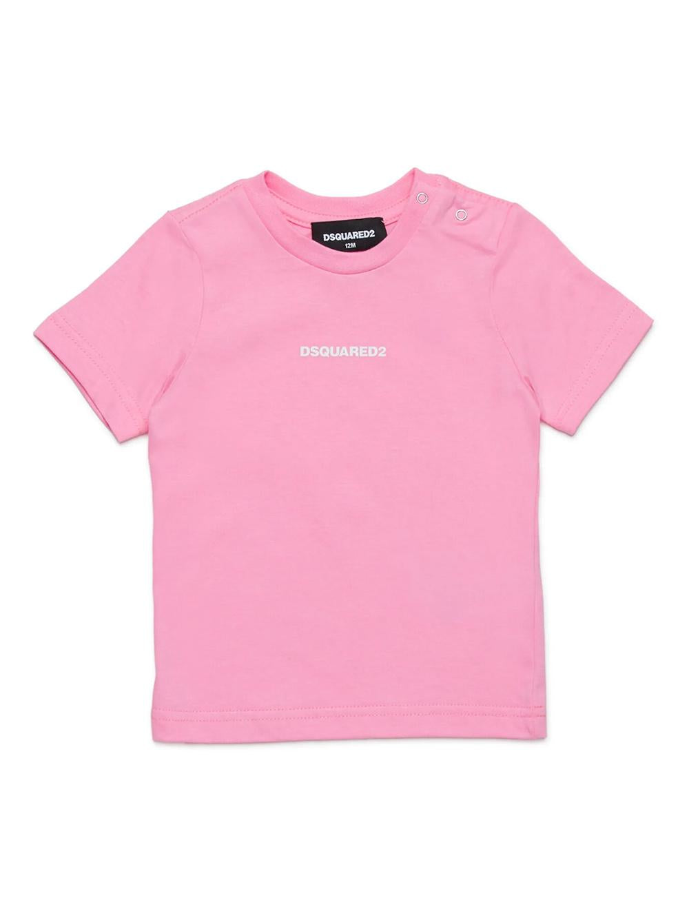 T-shirt rosa neonata mini logo frontale DQ2853D004G DQ321 DSQUARED KIDS 