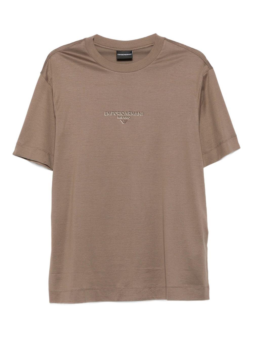T-shirt marrone con logo ricamato EM002838AF10761 U6189 EMPORIO ARMANI 