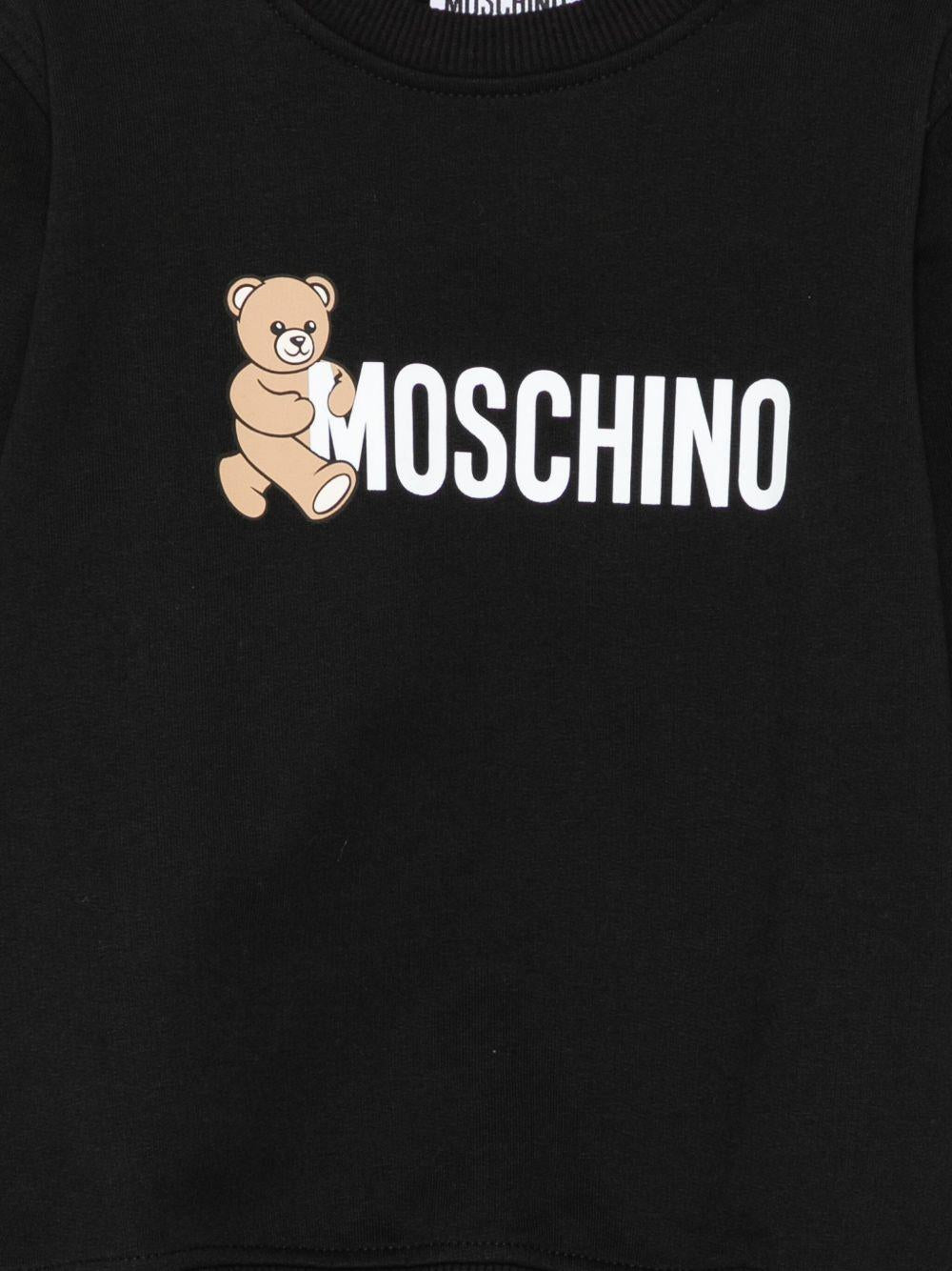 Felpa Nera Maniche Lunghe con Logo HPF08VLCA83 60100 MOSCHINO KIDS 