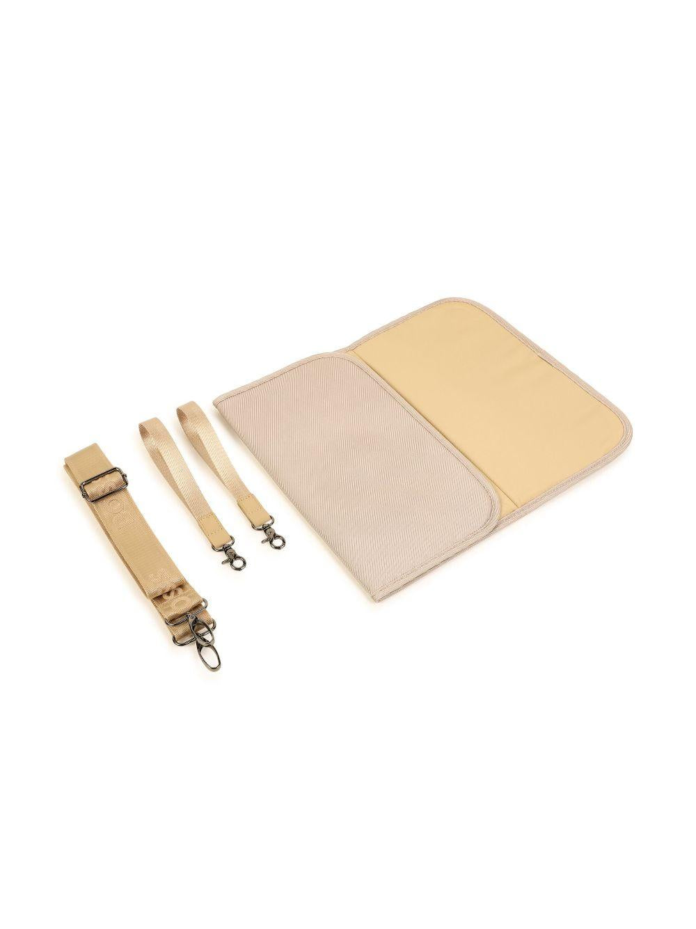 Borsa mamma beige con fasce logate