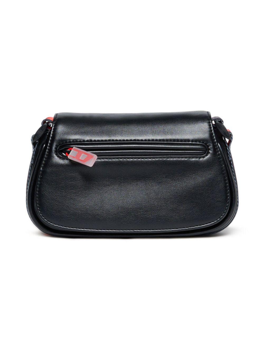 Borsa in pelle nera tracolla logata