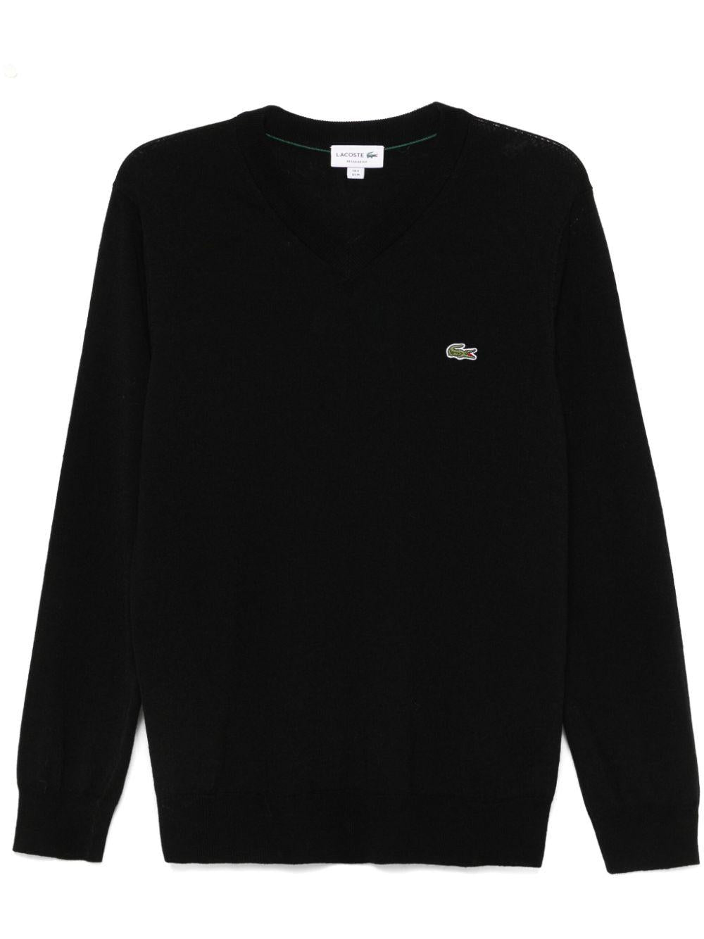 Maglione nero mini logo ricamo AH3221 031 LACOSTE 