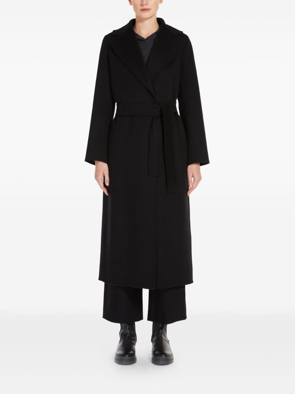 Cappotto Nero a Portafoglio con Cintura 2529016043600 013 MAX MARA 'S 