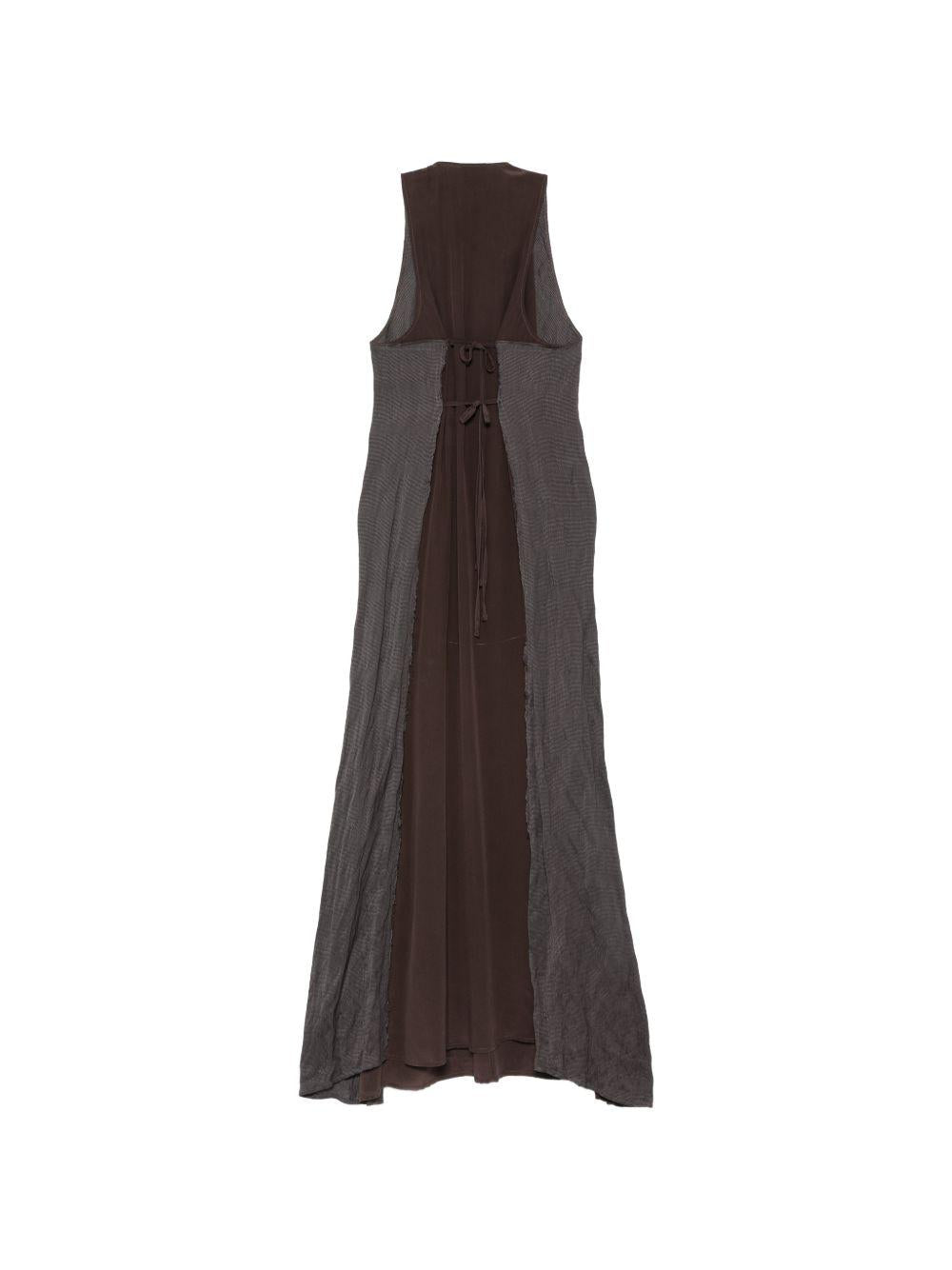 Abito lungo scollo a V con laccetti 116334P6204 CHOCO ALYSI 