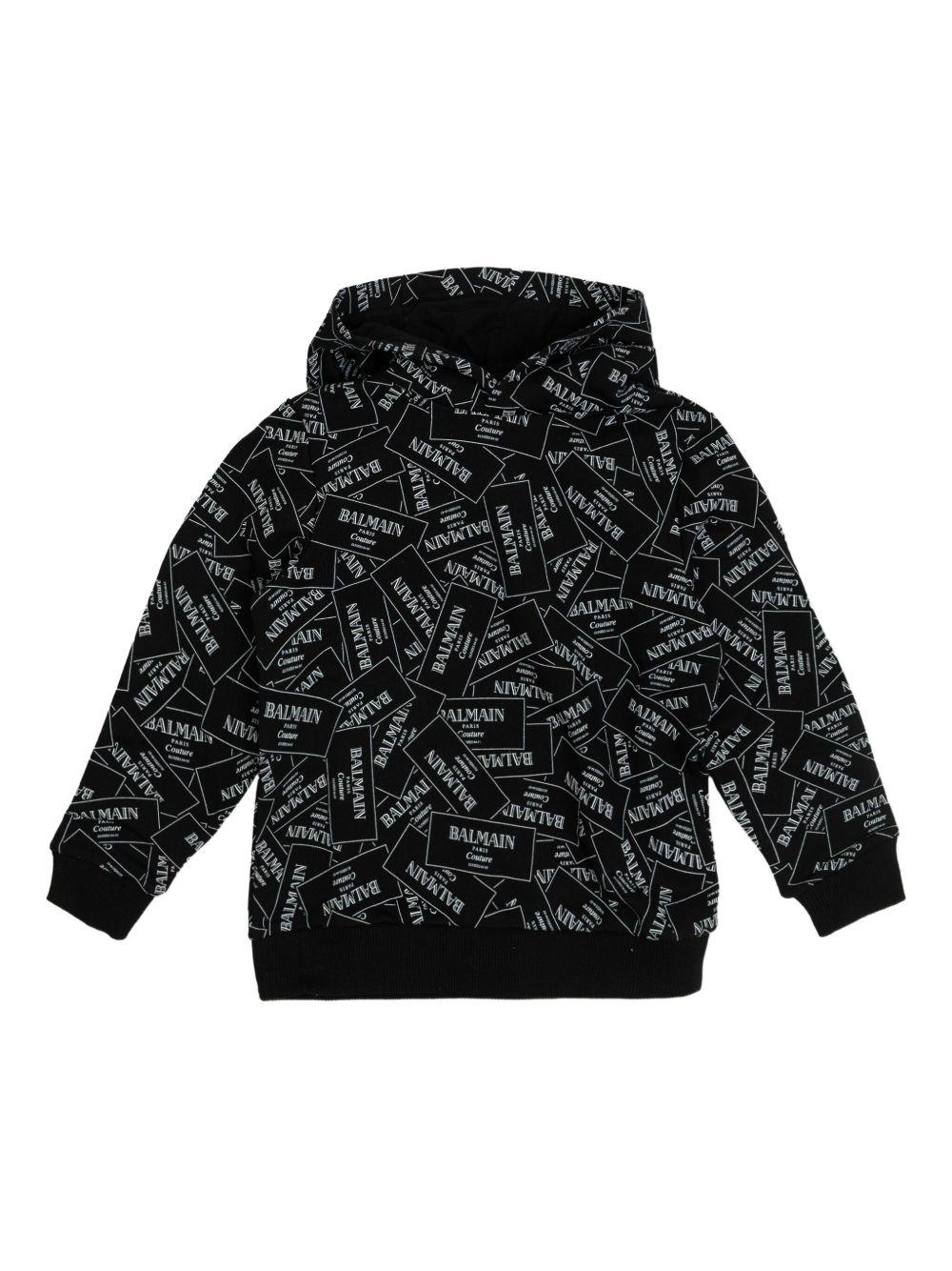 Felpa con Cappuccio e Logo BX4P60Z3331 930BC BALMAIN KIDS 