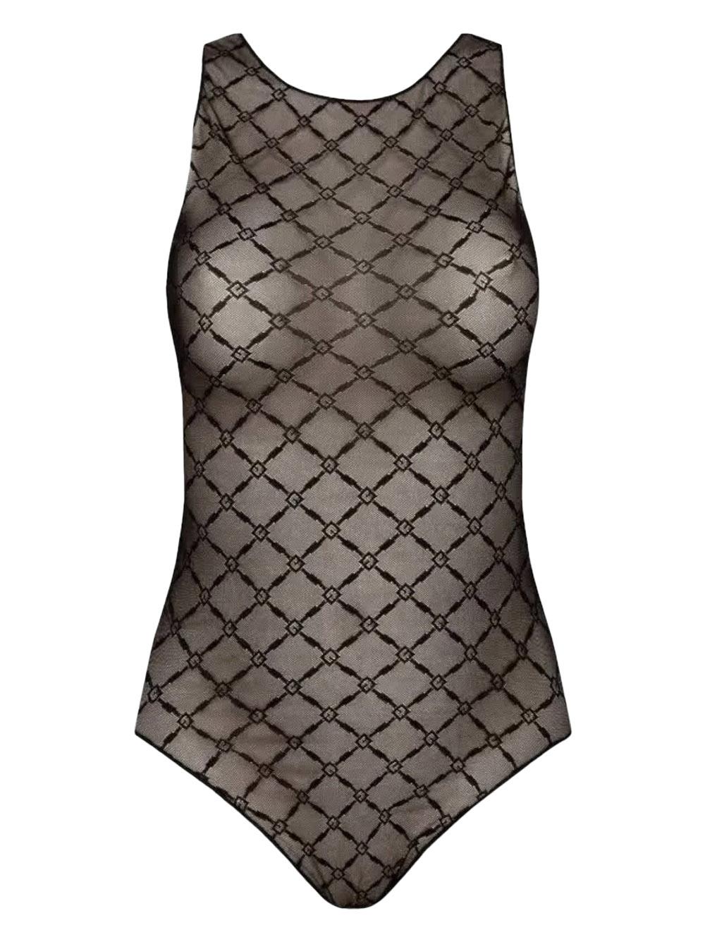 Body in tulle jacquard nero