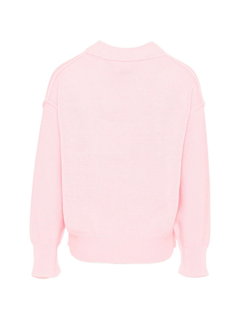 Pullover girocollo in cotone con ricamo logo PGHE002S26KNI002 042 PALM ANGELS KIDS 