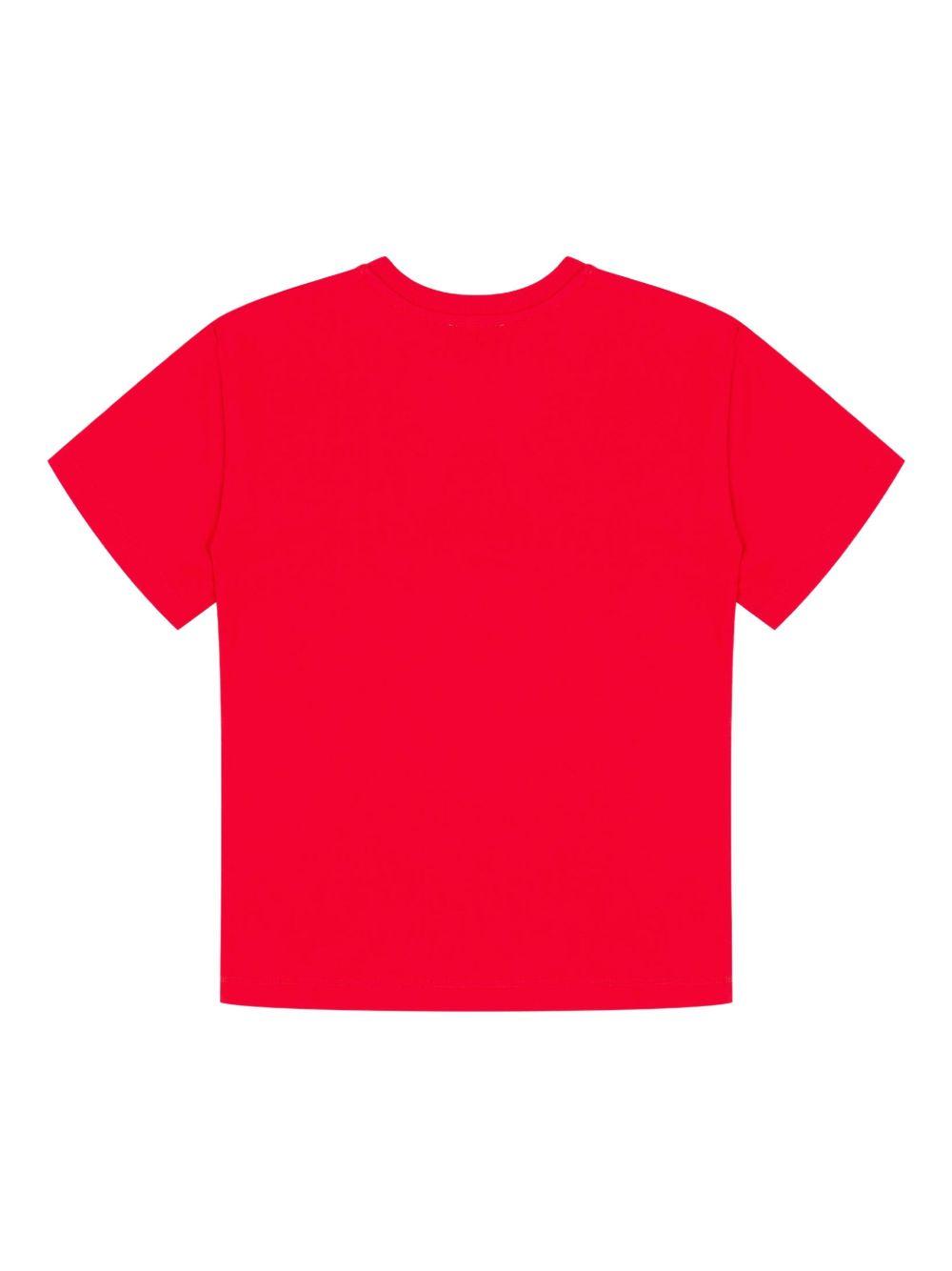 T-shirt Rossa Maniche Corte con Logo e Orso HPM05GLAA10 50109 MOSCHINO KIDS 