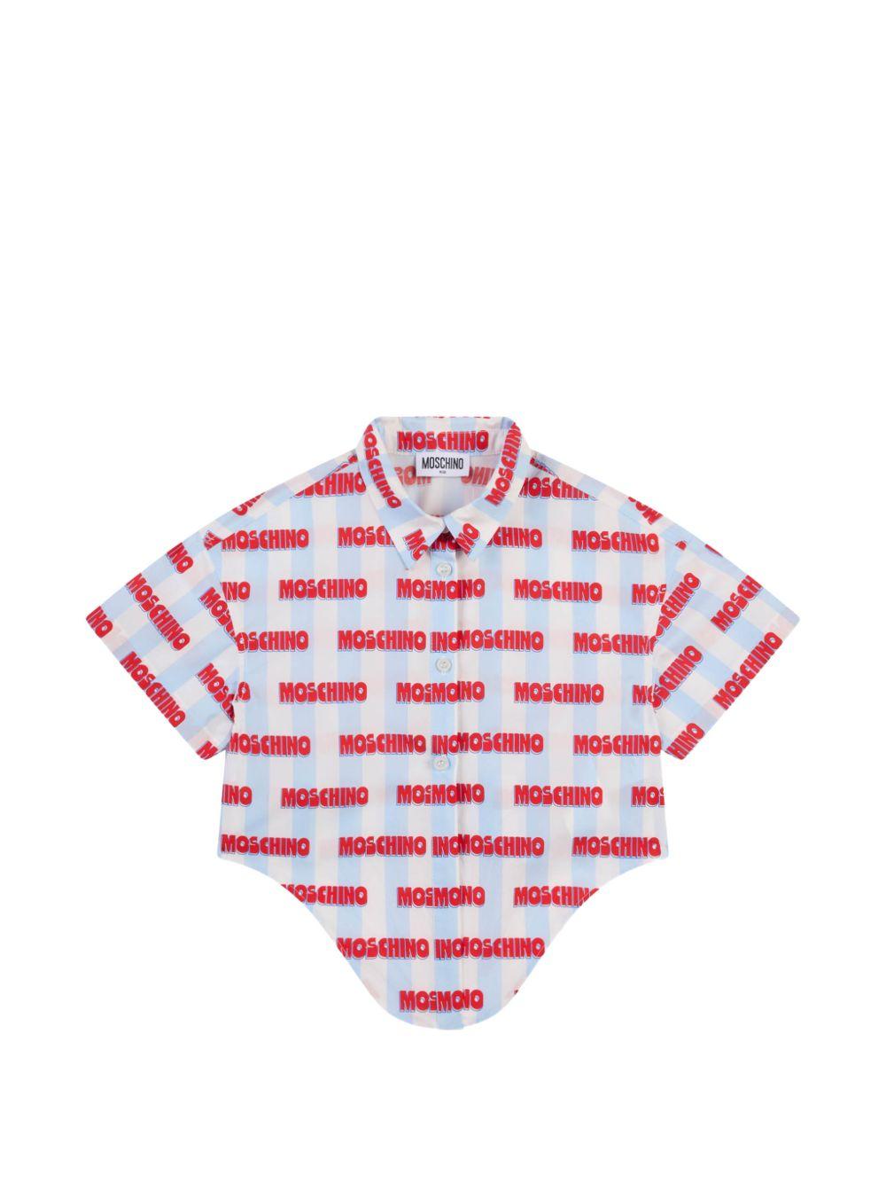 Body-camicia a righe con logo all-over HAC021LLB60 83678 MOSCHINO KIDS 