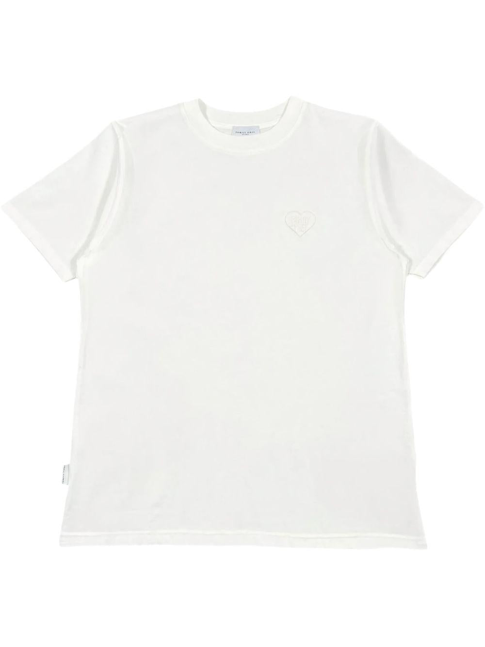 T-shirt bianca mini logo ricamo heart TS2504 WH FAMILY FIRST MILANO 