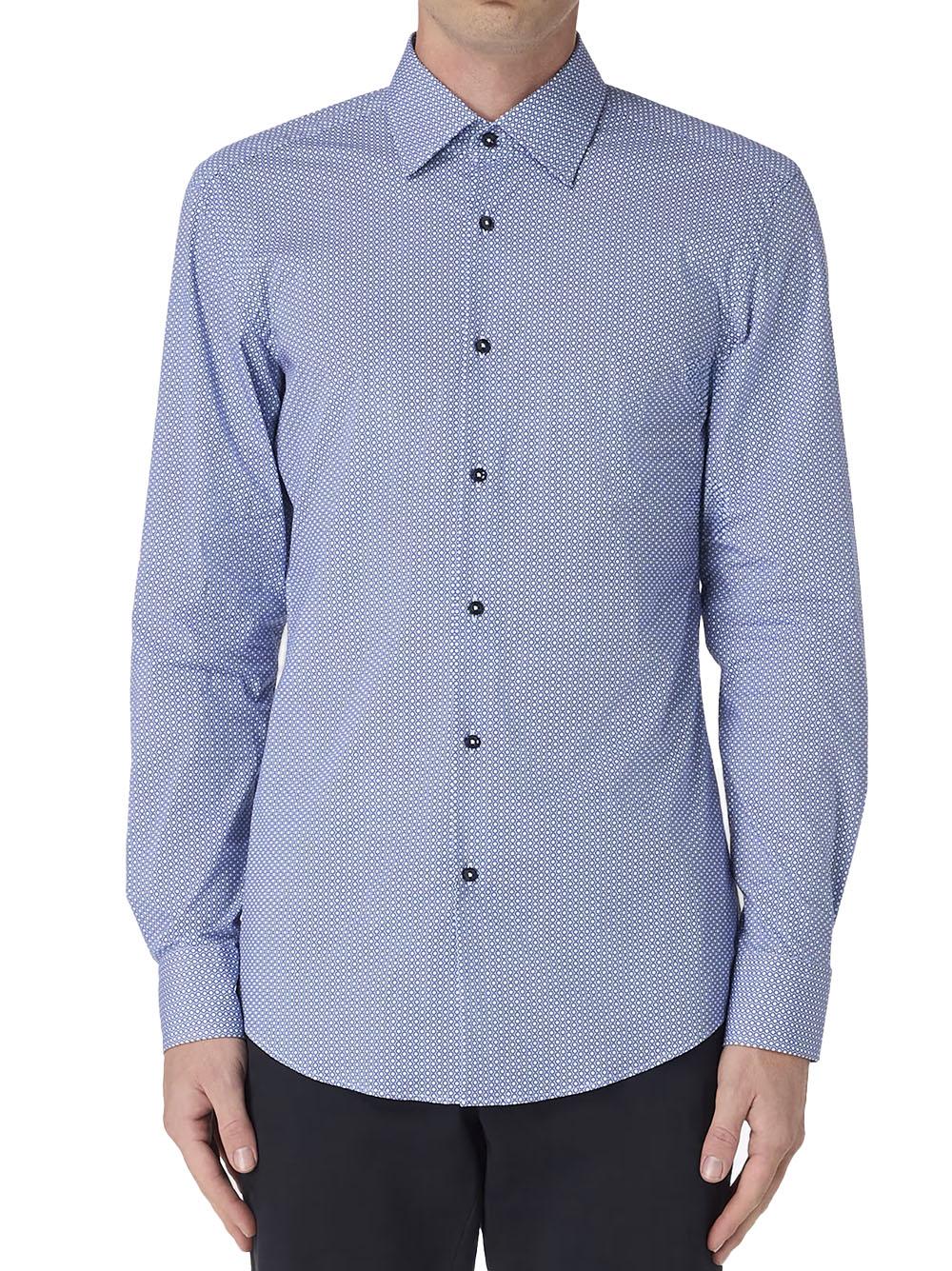 Camicia microfantasia blu 50519830 450 BOSS 