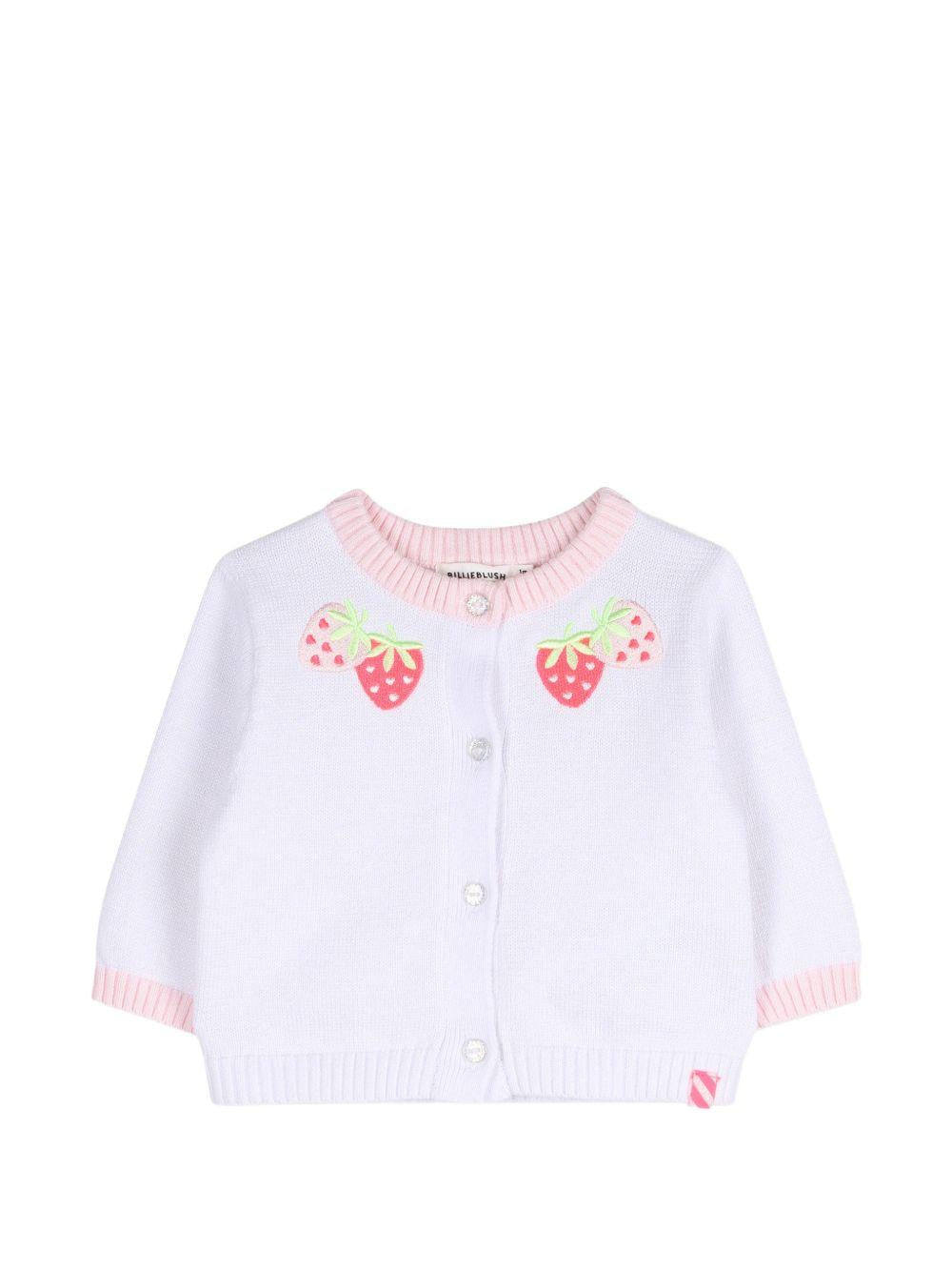 Cardigan con ricami di fragole U22113 10P BILLIE BLUSH KIDS 