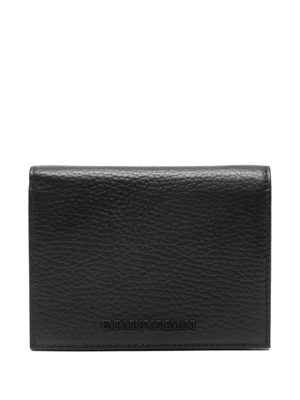 Portafoglio nero con logo-lettering e doppia piega EM000956AF13396 UC001 EMPORIO ARMANI 