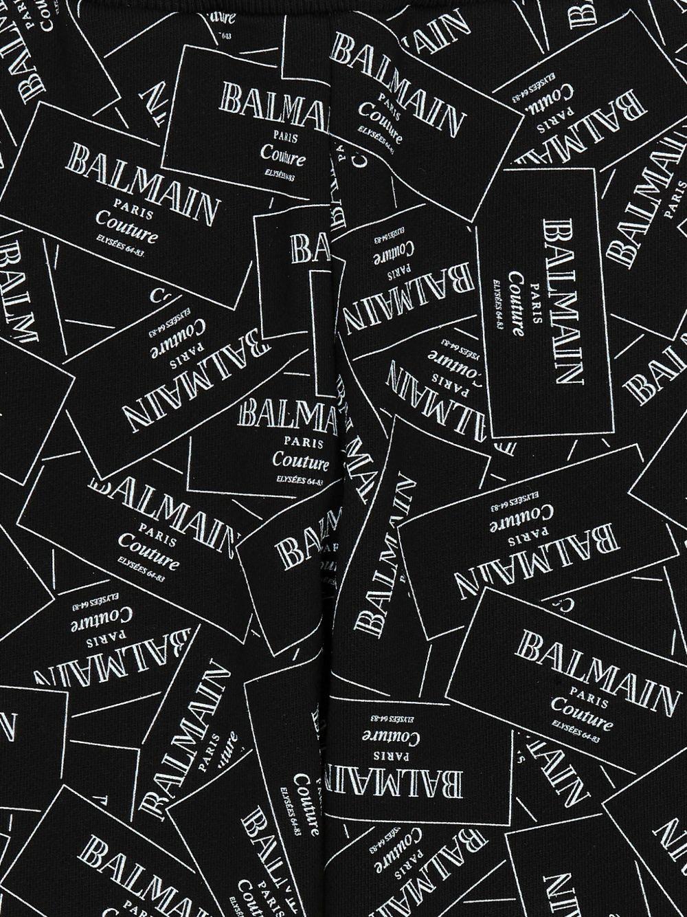 Pantaloni Sportivi Neri con Logo All-Over BX6P50Z3331 930BC BALMAIN KIDS 