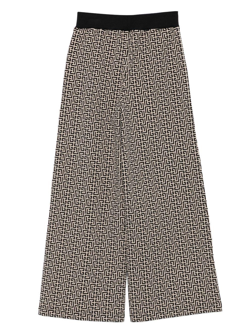 Pantaloni Beige e Neri con Monogramma BX6A00Z2411 106NE BALMAIN KIDS 