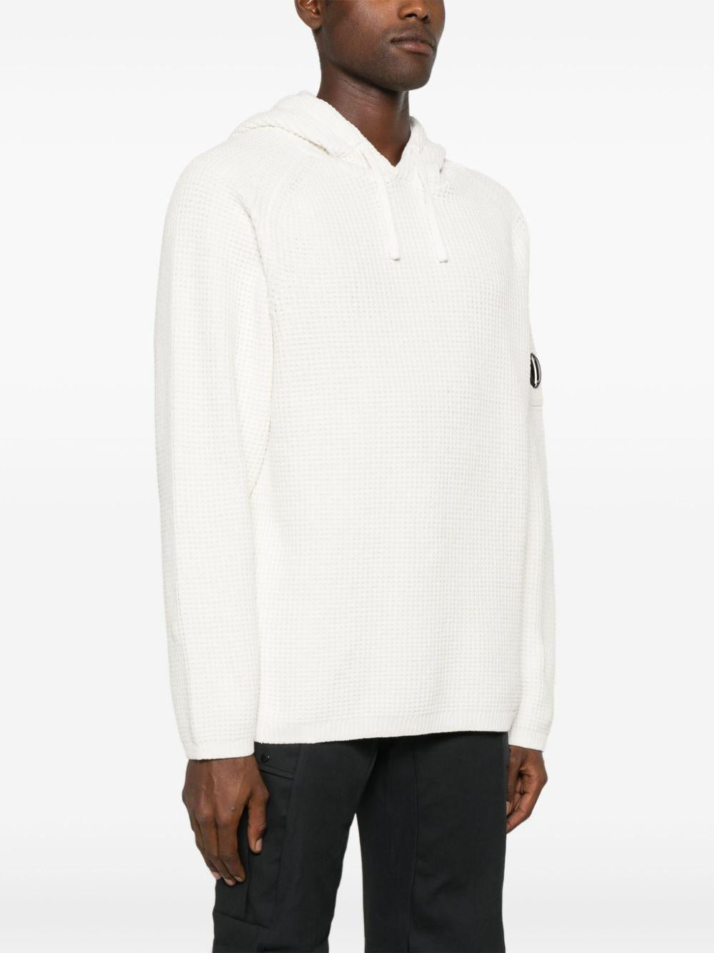 Maglione con cappuccio nido d'ape bianco