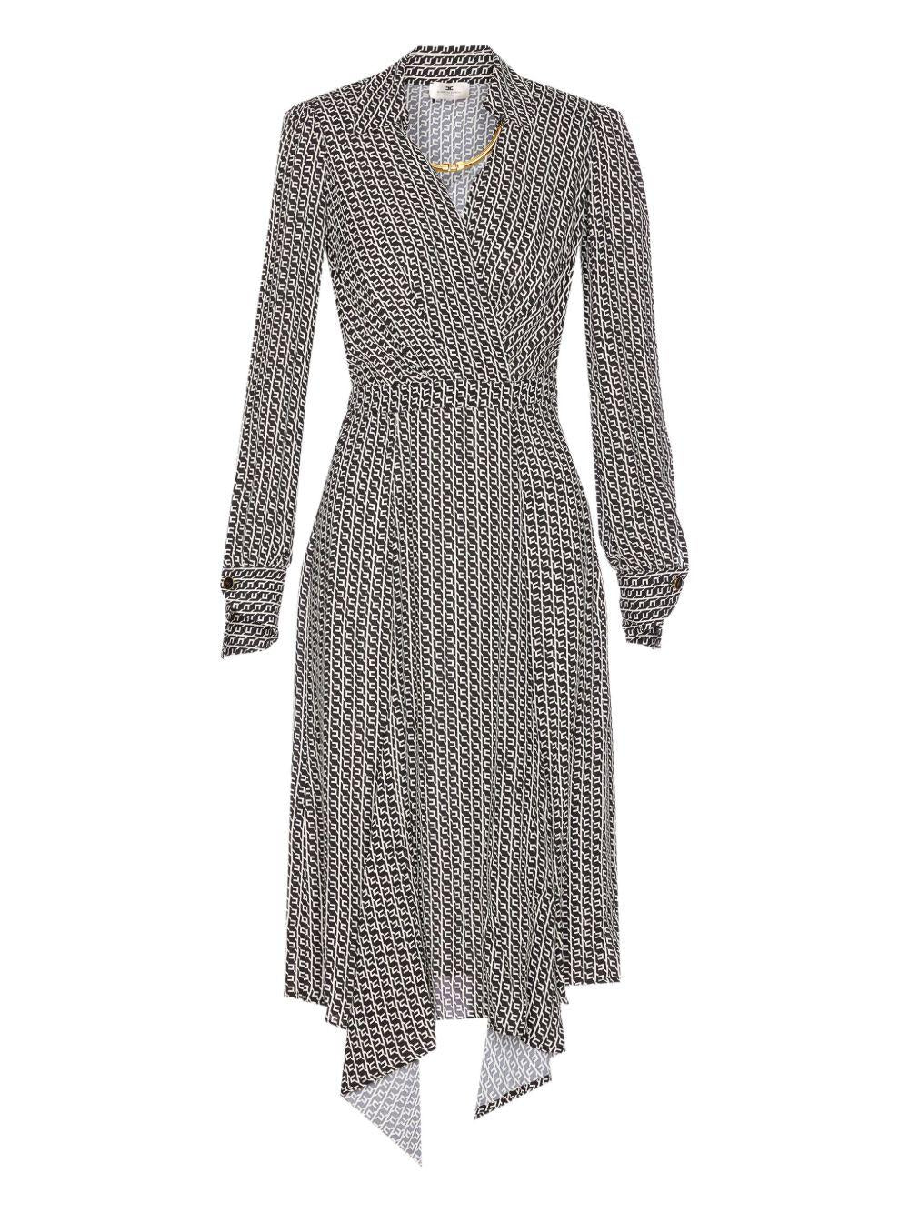 Abito Midi con Scollo a V e Stampa Geometrica ABS0356E2 EF3 ELISABETTA FRANCHI 