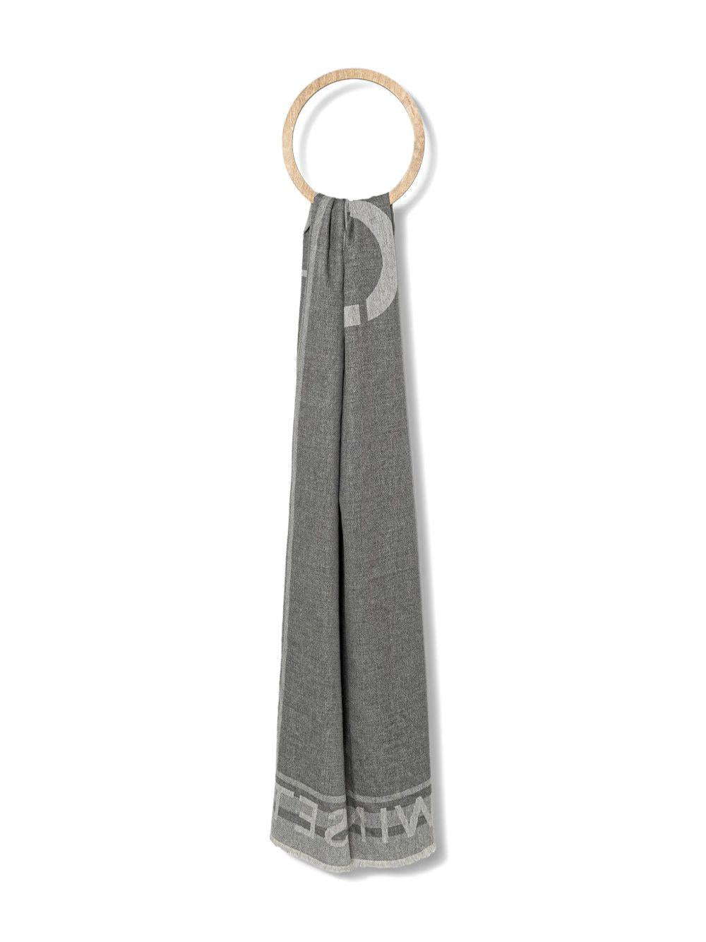 Sciarpa grigio chiaro con logo jacquard e bordi a contrasto 252TO5050 12961 TWINSET 