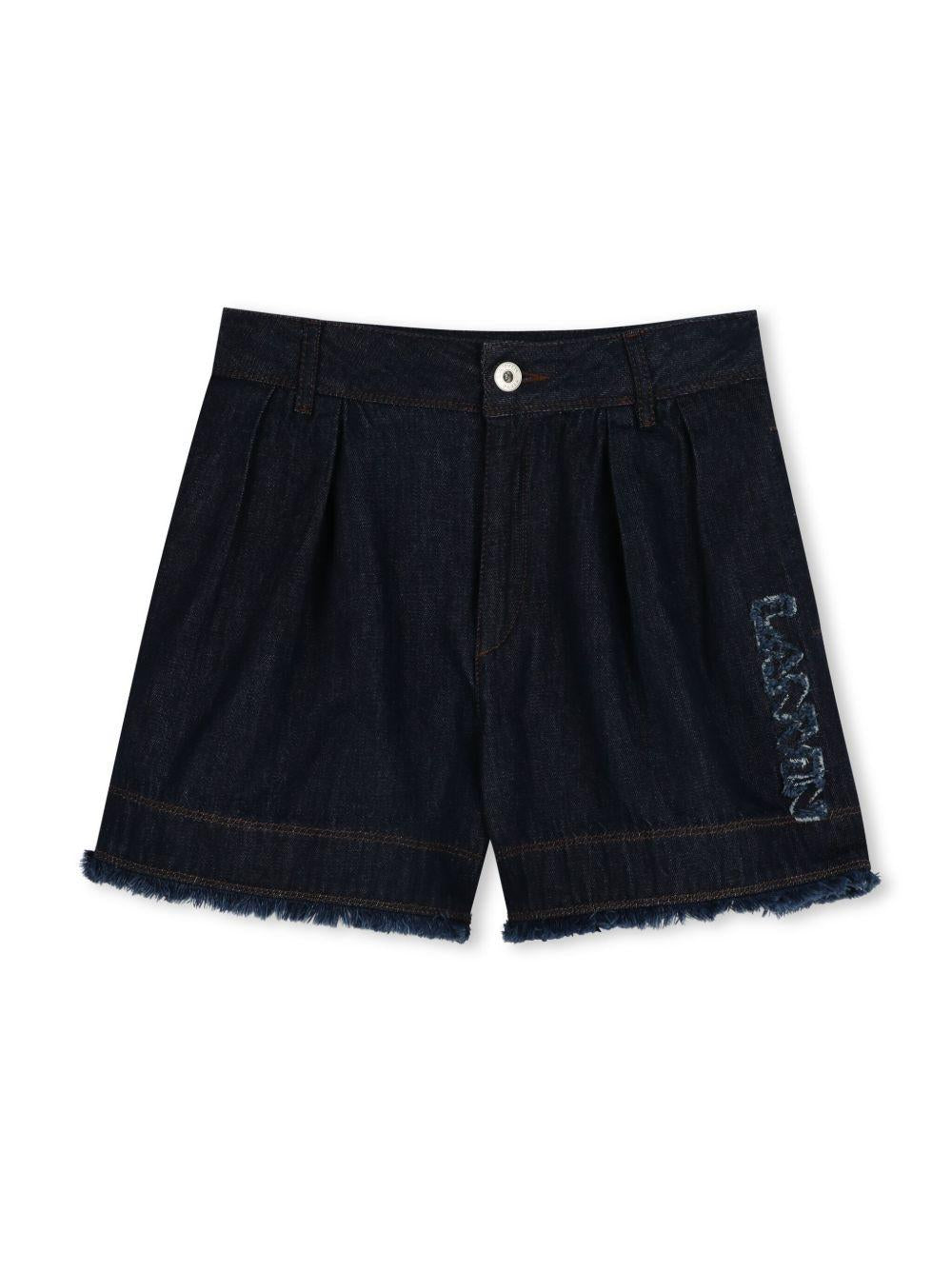 Short denim logo lettering laterale