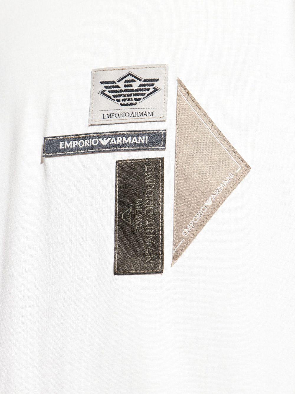 T-shirt panna con patch logo e collo a giro EM002959AF18312 U0003 EMPORIO ARMANI 