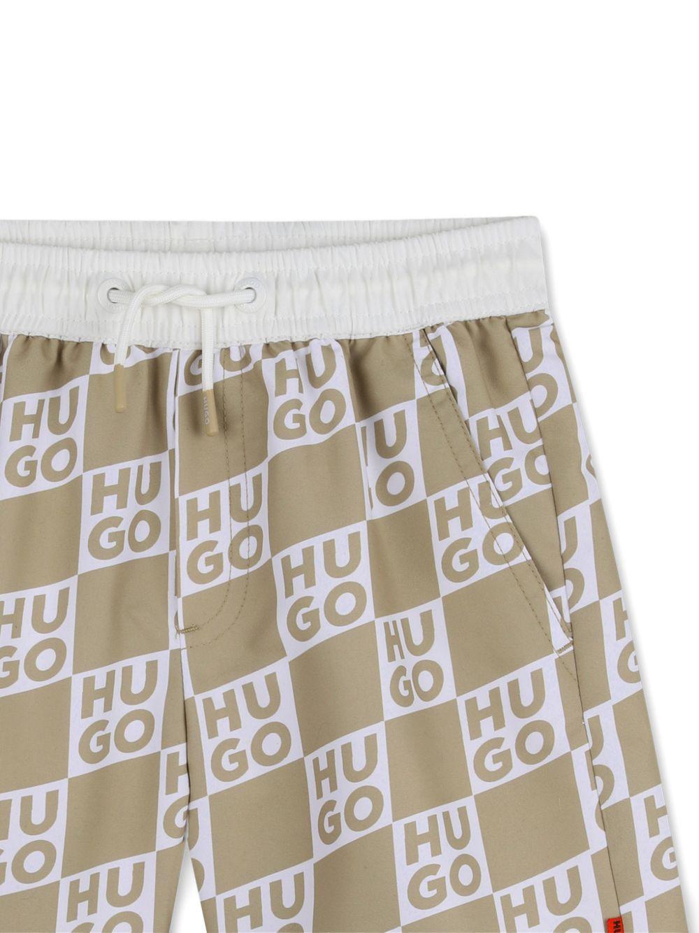 Shorts da bagno stampa a scacchi G00979 23B HUGO KIDS 