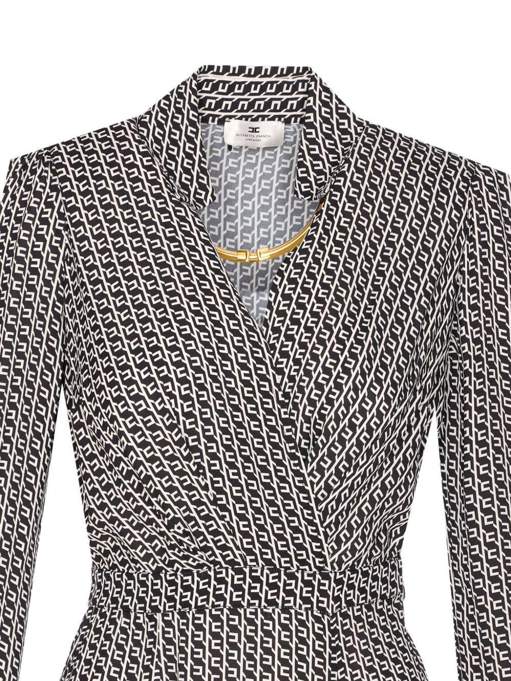 Abito Midi con Scollo a V e Stampa Geometrica ABS0356E2 EF3 ELISABETTA FRANCHI 