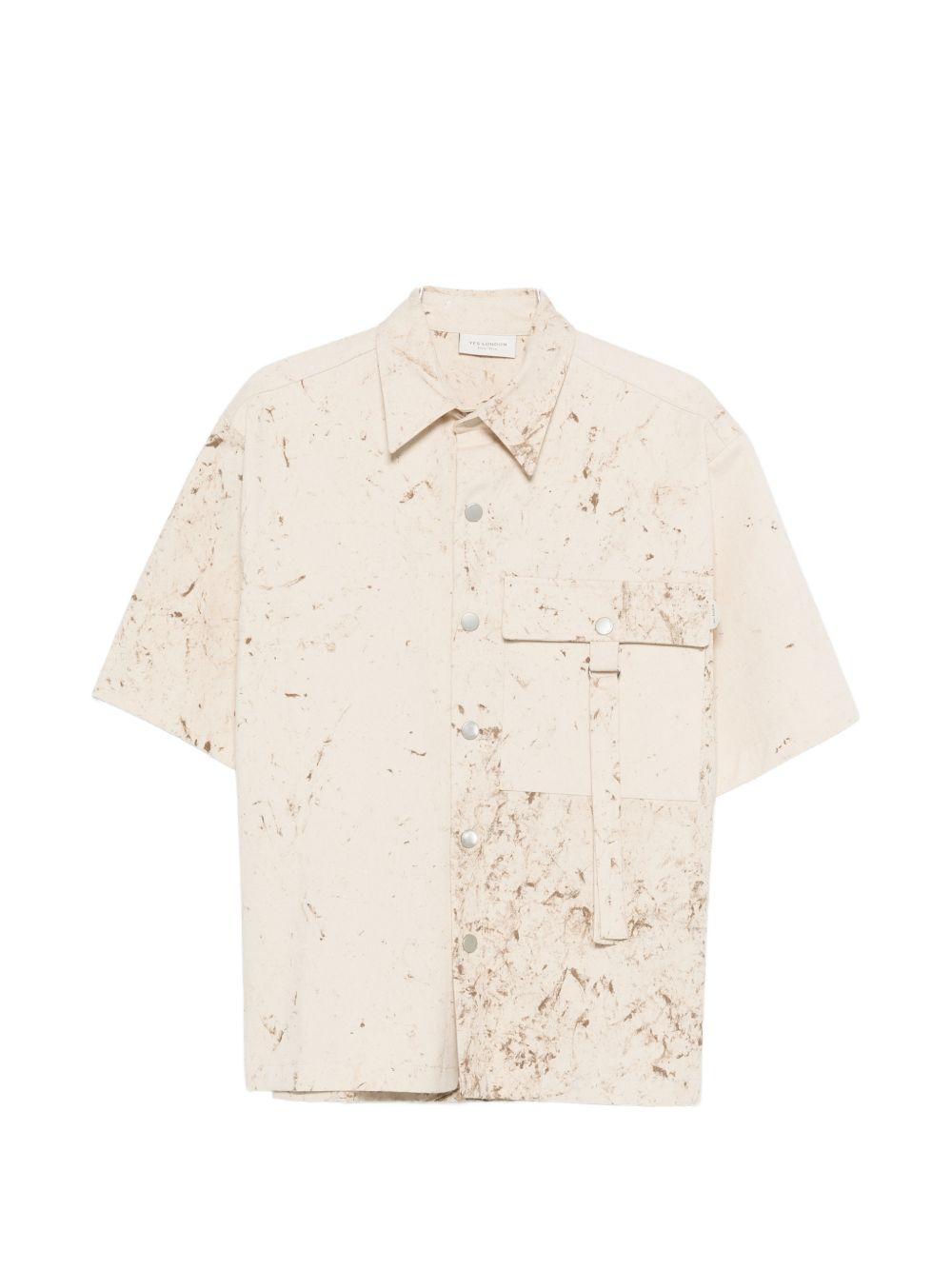 Camicia in cotone con stampa marmorizzata XCM7245 BEIGE YES LONDON 