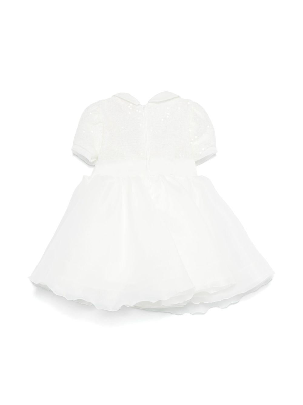 Abito bianco paillettes e tulle noenata 73E9035111 0001 MONNALISA KIDS 