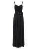 Abito Red Carpet in jersey lurex con fiore ricamato nero