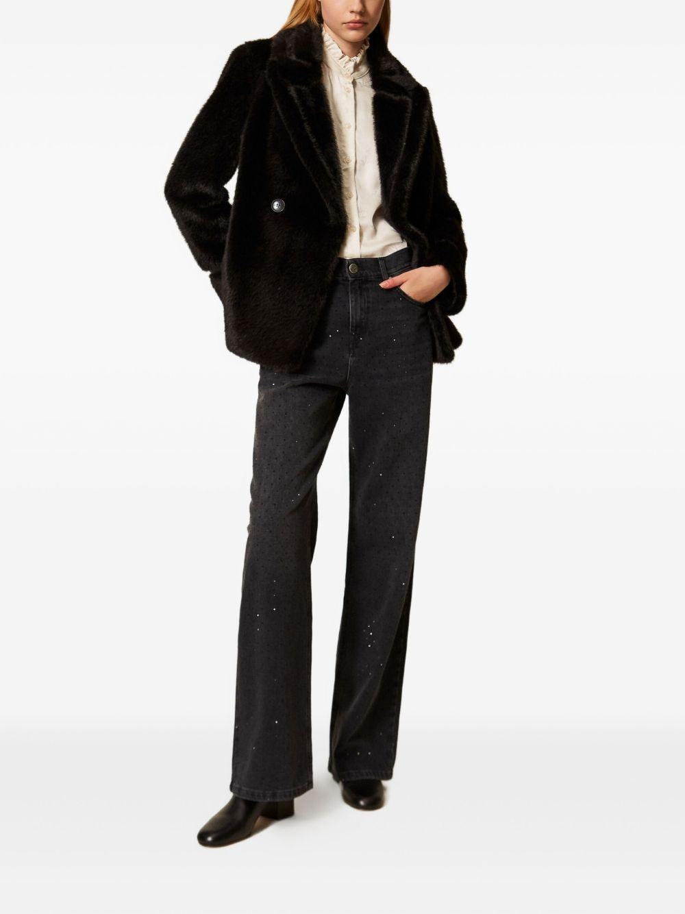 Jeans neri con cinque tasche e strass decorativi 252TT2271 01103 TWINSET 