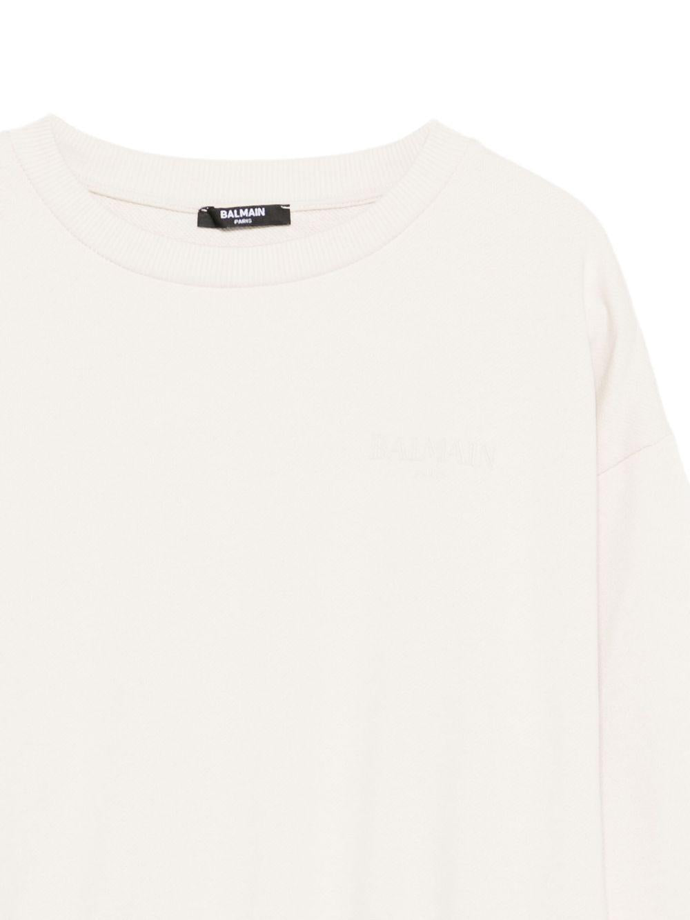 Felpa Beige con Logo Ricamato BX4A10Z3183 107BG BALMAIN KIDS 