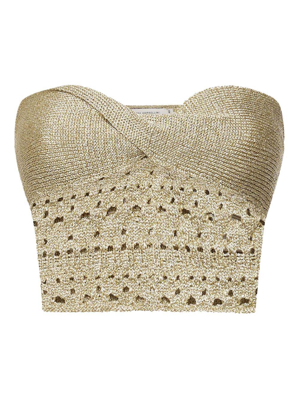 Top bustier in lurex traforato oro P25CPTOO0201 V0730 SIMONA CORSELLINI 