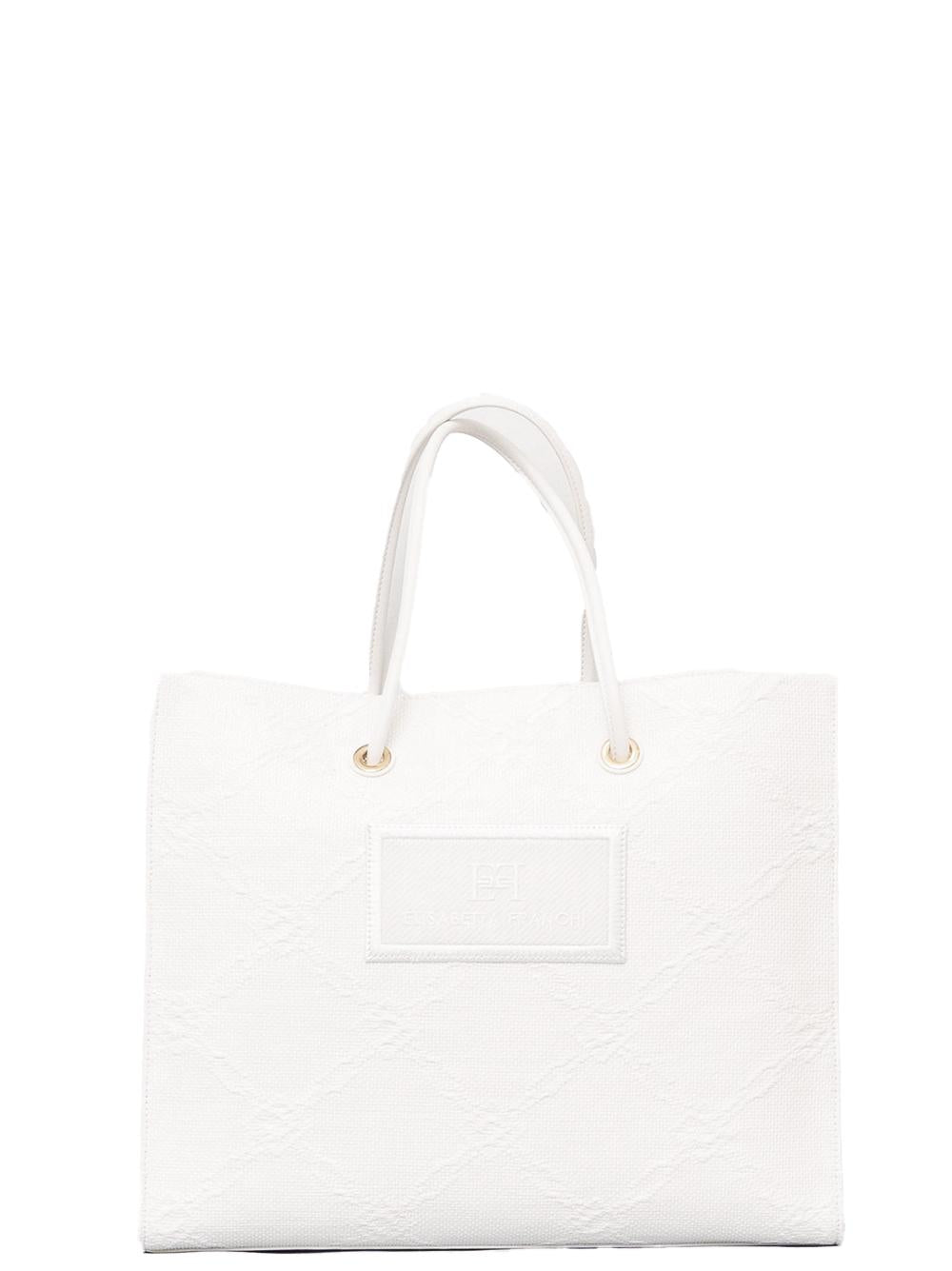 Tote grande in rafia jacquard avorio BS82A52E2 360 ELISABETTA FRANCHI 