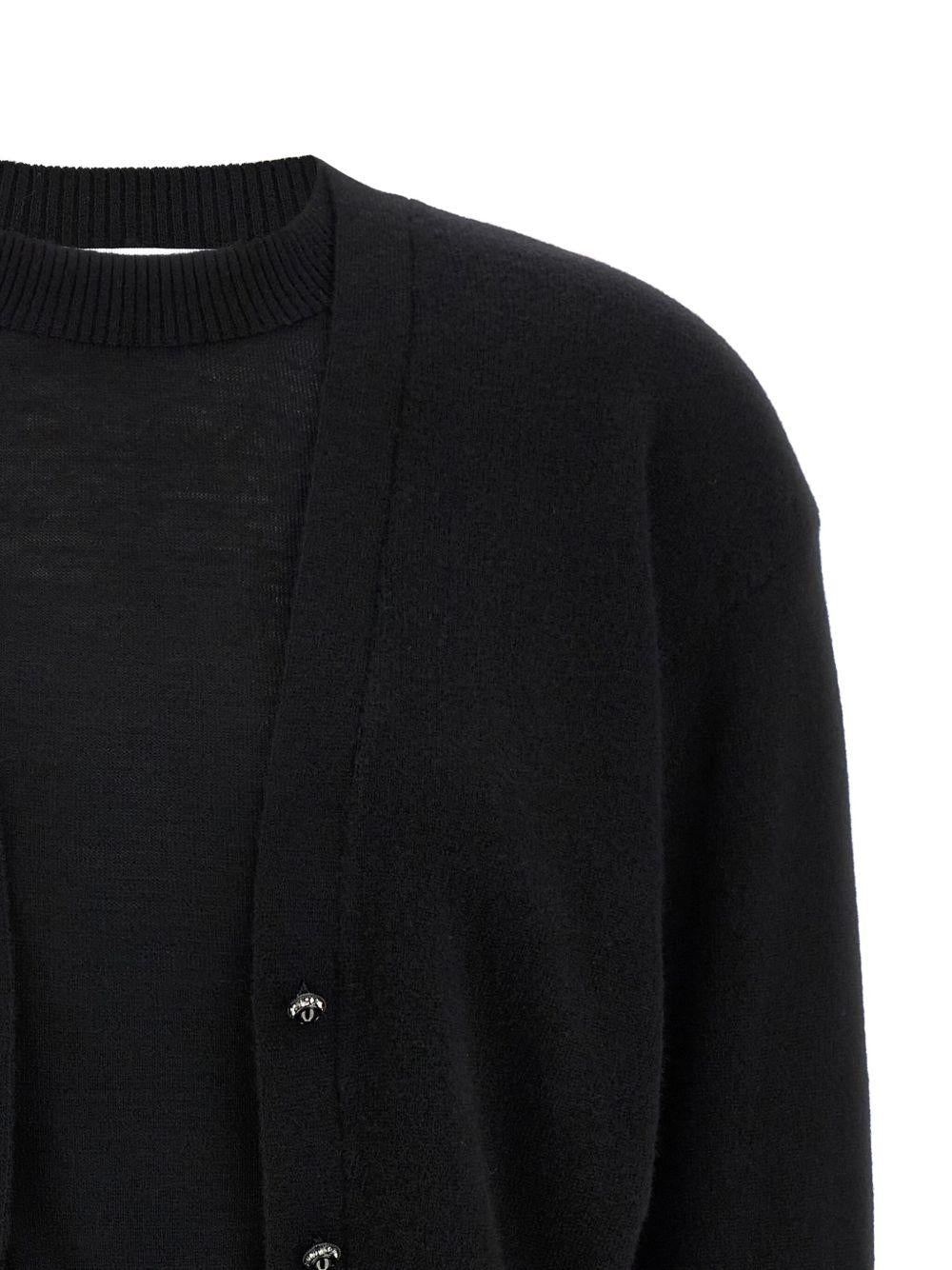 Maglione nero girocollo con dettagli bottoni 25AMPU055ML0323 P001 RABANNE 