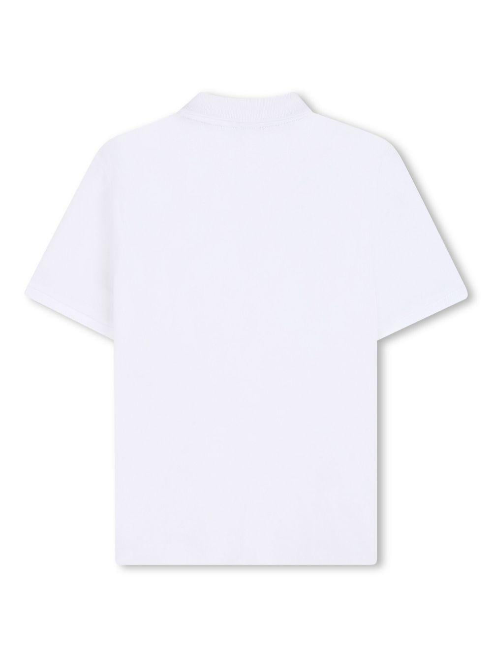Polo bianco stampa fantasia petto