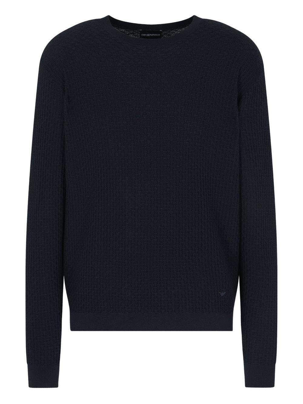 Maglione blu in maglia waffle EM002196AF13851 FB057 EMPORIO ARMANI 