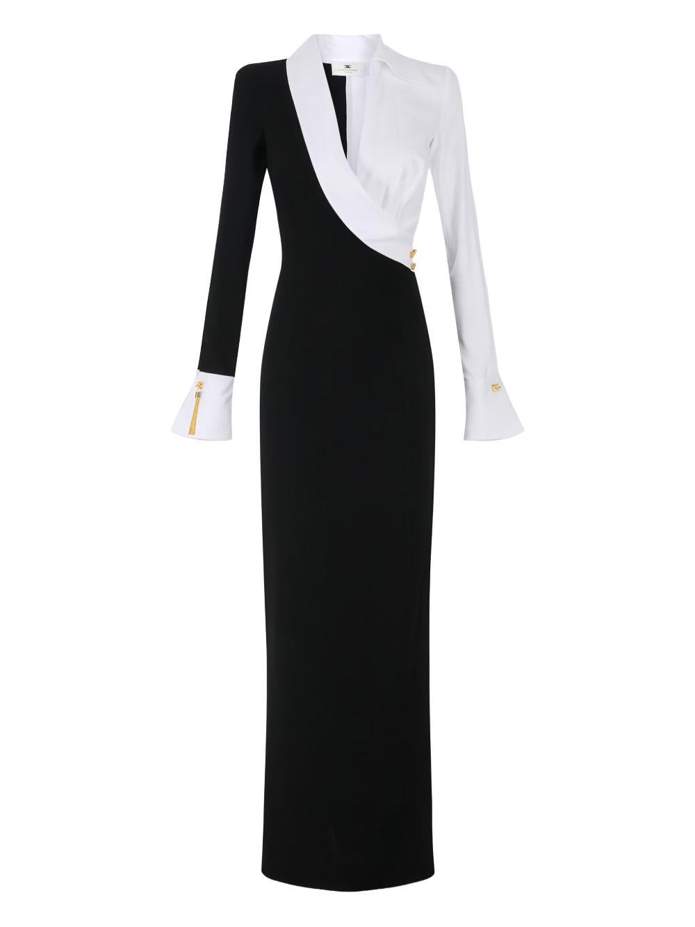 Abito Lungo con Spacco Bianco e Nero ABR0557E2 222 ELISABETTA FRANCHI 