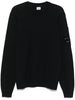 Maglione in filo blu logo lens sul braccio
