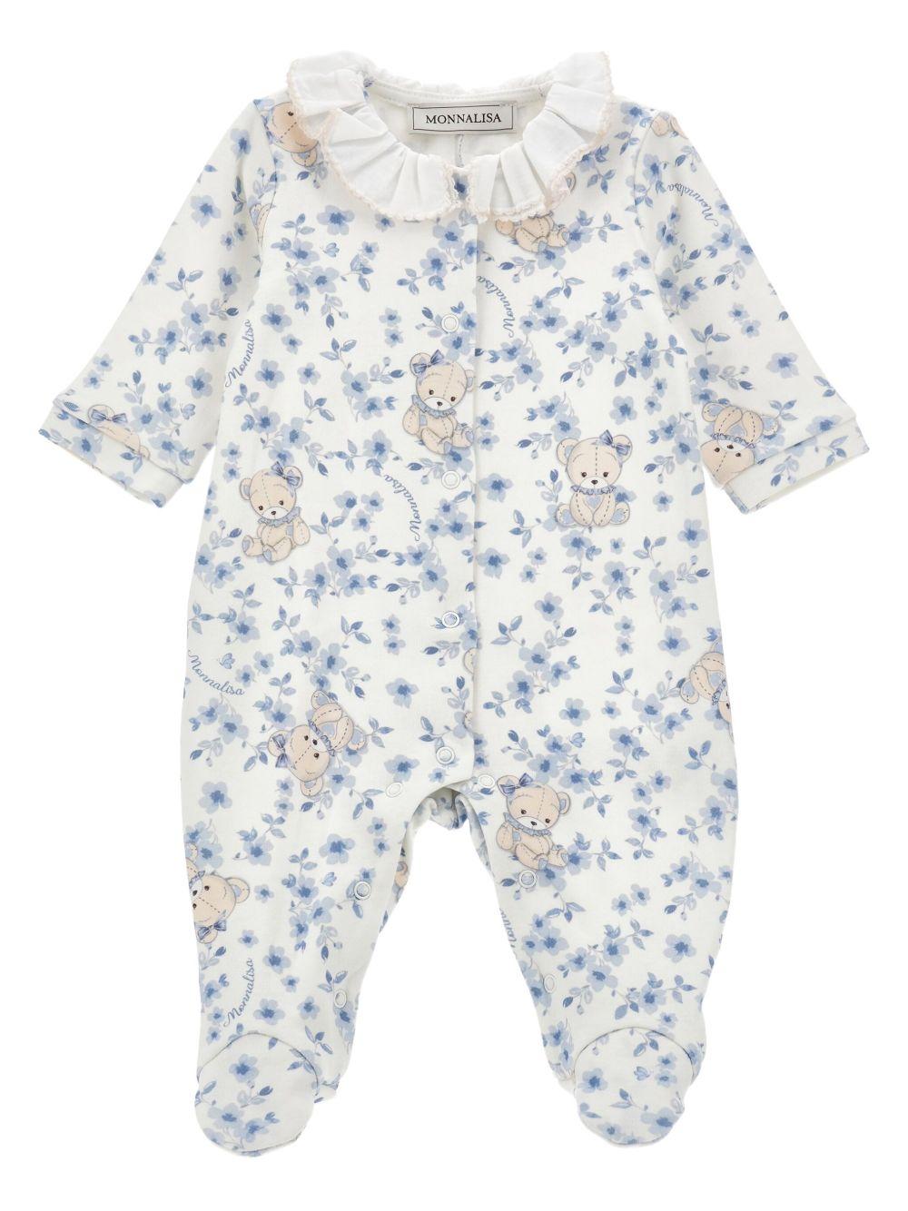 Tuttina bianca in cotone con stampa floreale 35F2066008 0151 MONNALISA KIDS 