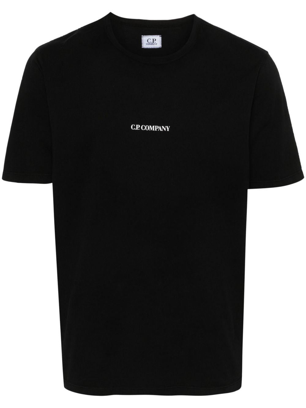 T-shirt nera logo petto centrale
