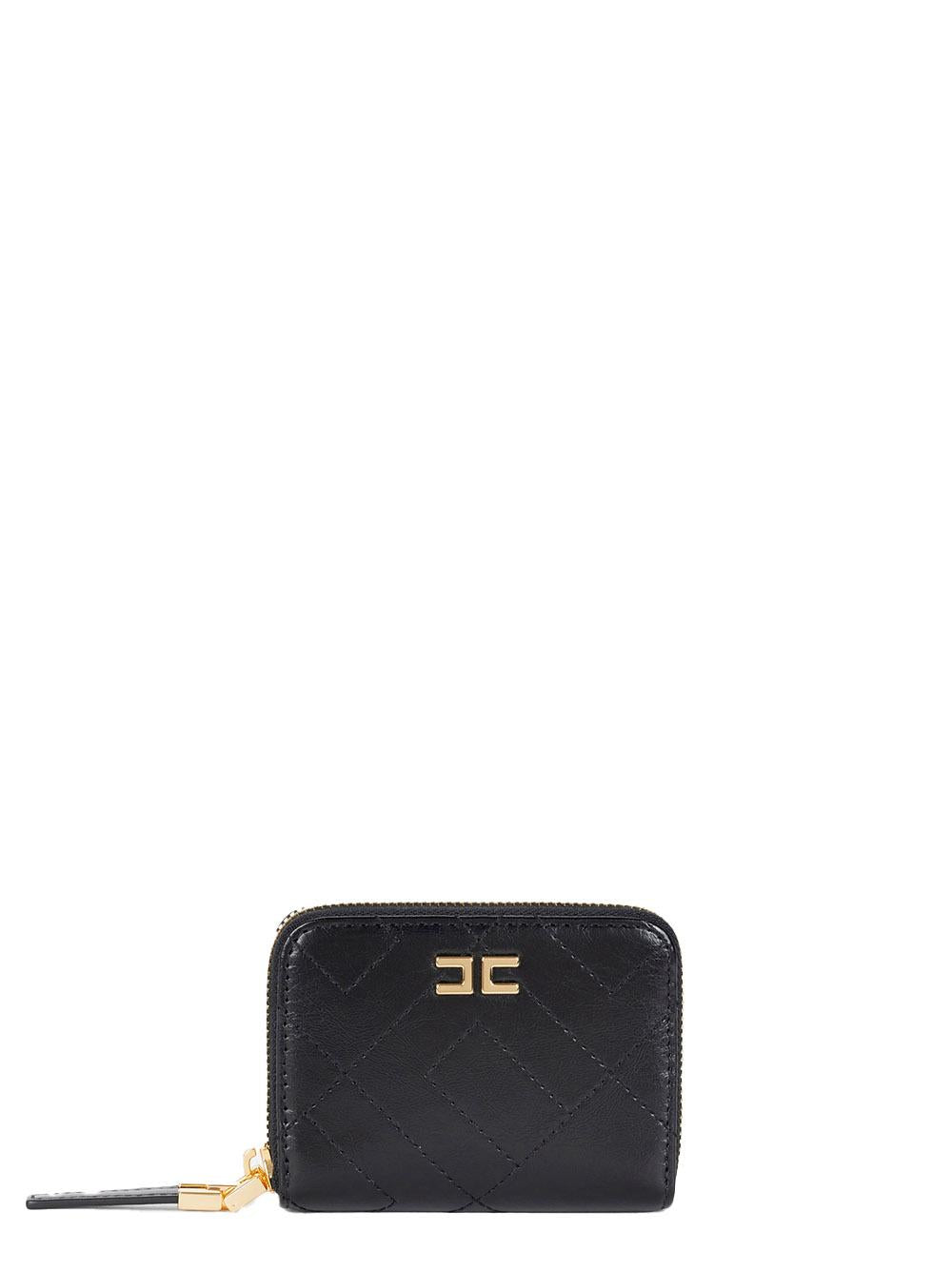 Portafoglio con zip e logo nero