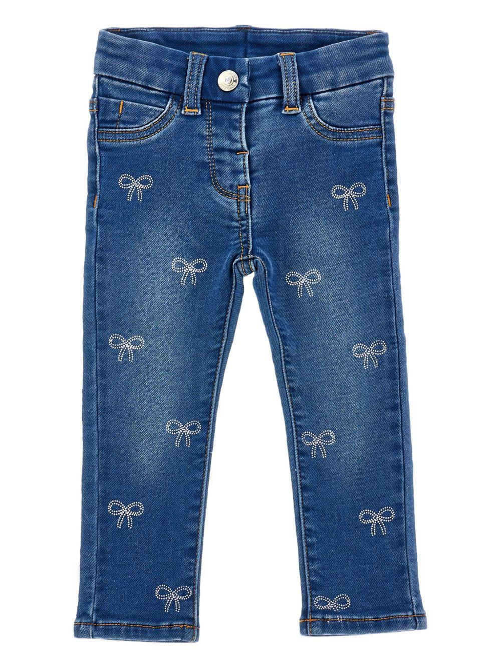 Jeans Blu Dritti con Cinque Tasche e Logo 39F4006042 0055 MONNALISA KIDS 