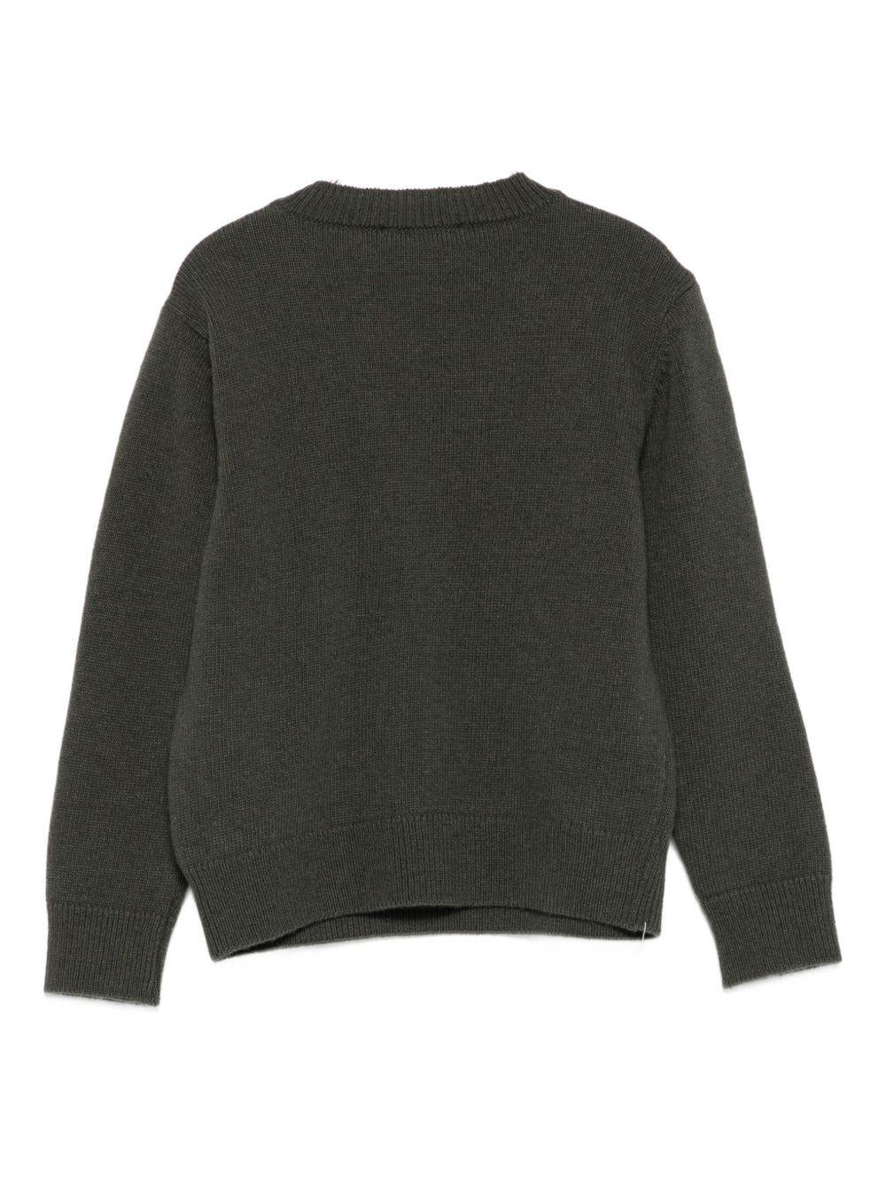Maglione Verde Scuro Con logo Ricamato BX9P60Z3294 762NE BALMAIN KIDS 
