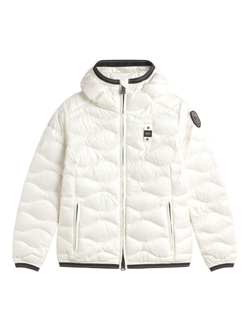 Giubbino trapuntato bianco con cappuccio 25WBLDC03095006047 100BI BLAUER 