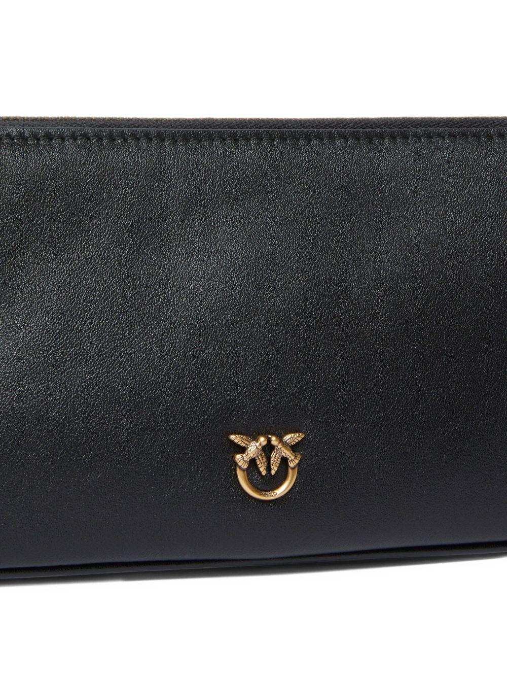 Borsa a spalla donna nera in pelle half moon horizontal 105069A0QO Z99Q PINKO 